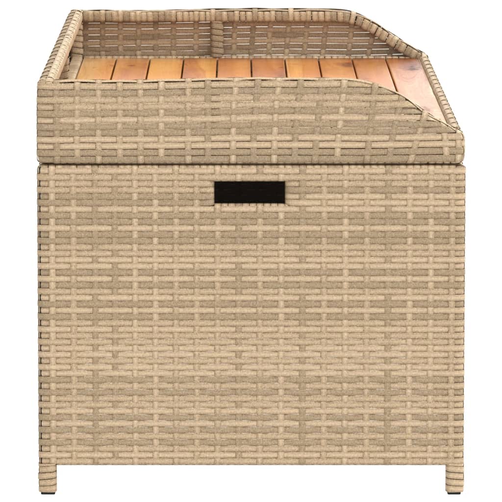 Opbergbank 100x50x52 cm poly rattan en acaciahout