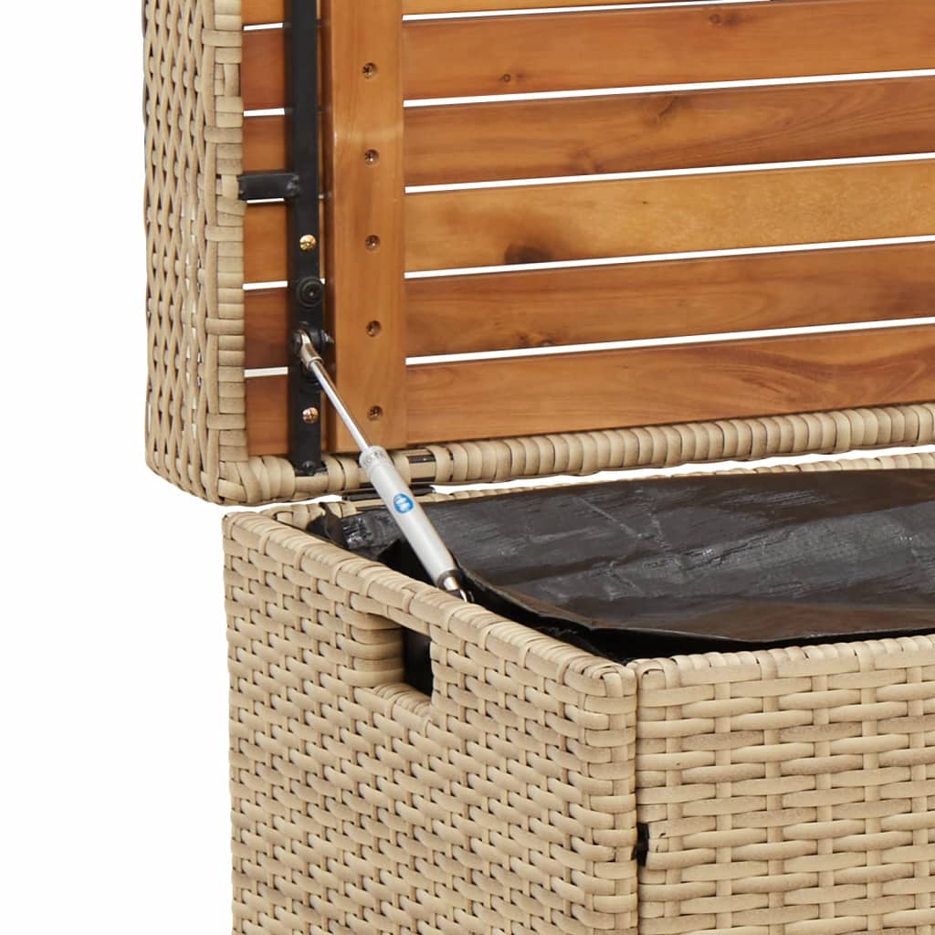 Opbergbank 100x50x52 cm poly rattan en acaciahout