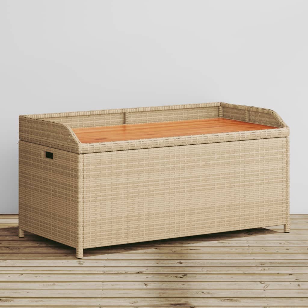 Opbergbank 100x50x52 cm poly rattan en acaciahout