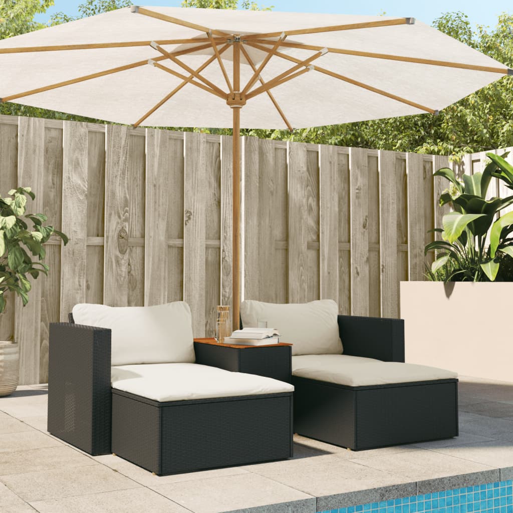 5-delige Loungeset met kussens poly rattan acacia