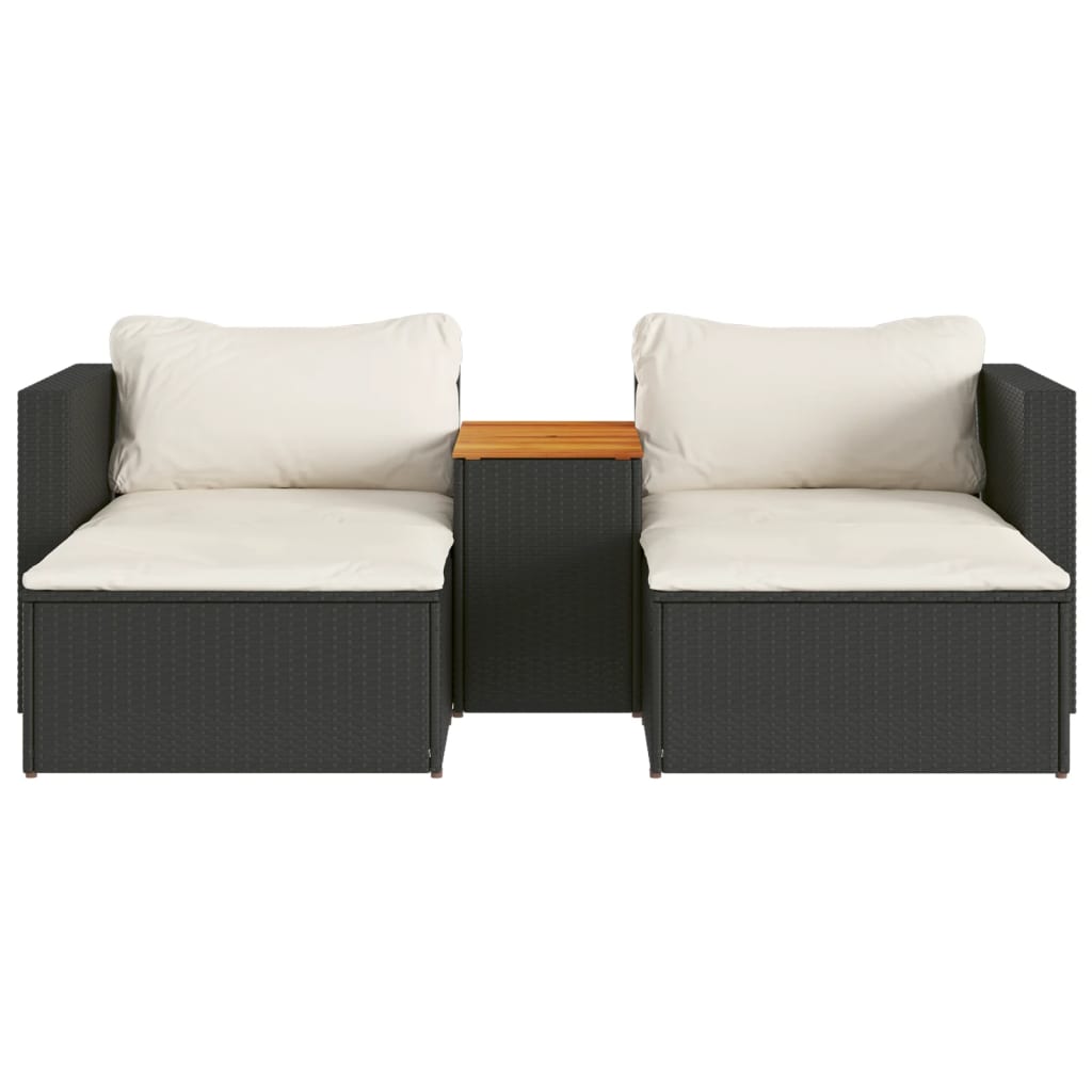 5-delige Loungeset met kussens poly rattan acacia