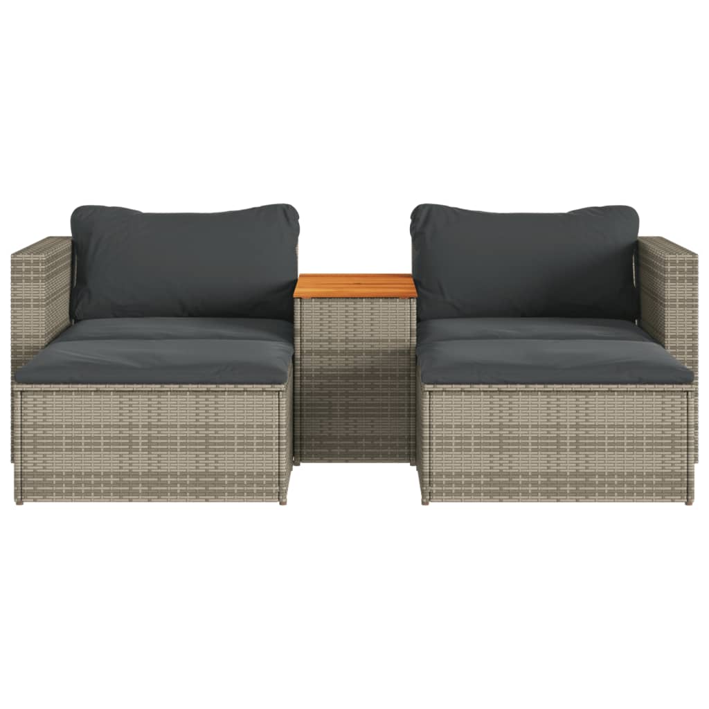 5-delige Loungeset met kussens poly rattan acacia