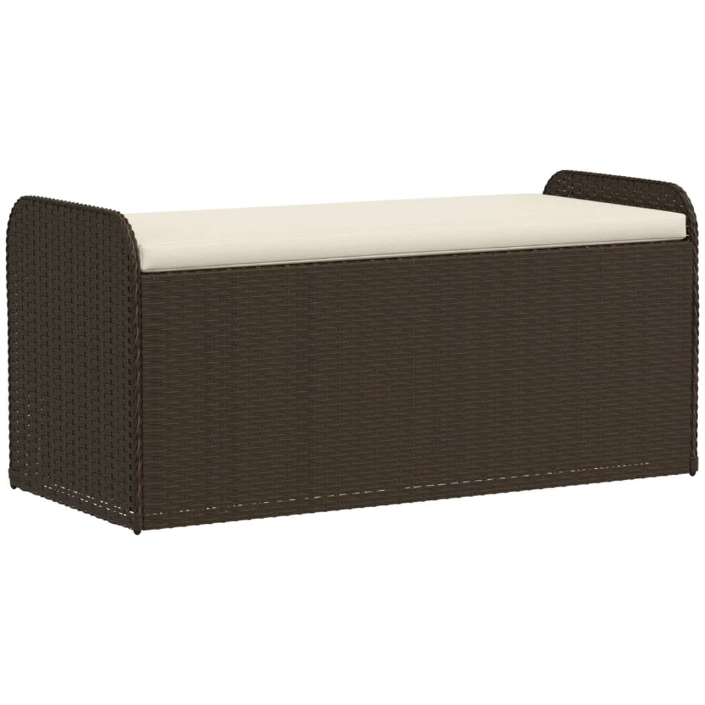 Opbergbankje met kussen 115x51x52 cm poly rattan