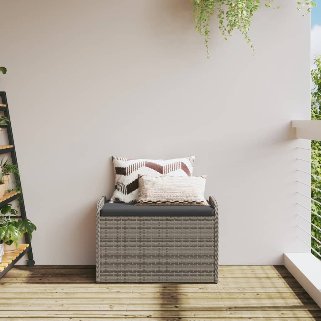 Opbergbankje met kussen 115x51x52 cm poly rattan