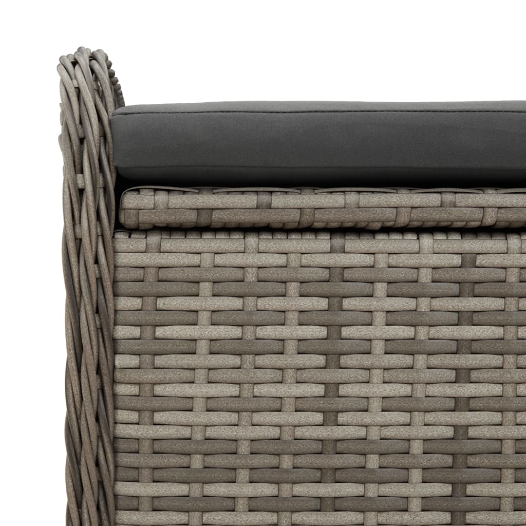 Opbergbankje met kussen 115x51x52 cm poly rattan