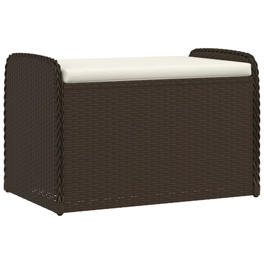 Opbergbankje met kussen 115x51x52 cm poly rattan