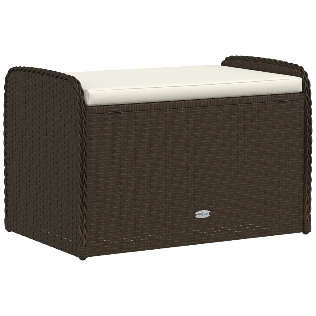 Opbergbankje met kussen 115x51x52 cm poly rattan