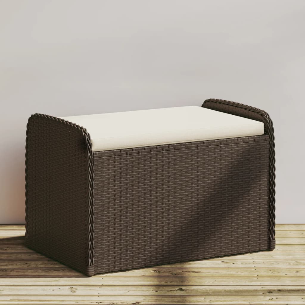 Opbergbankje met kussen 115x51x52 cm poly rattan