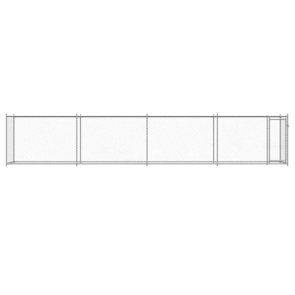 Hondenhok met deur 6x2x1,5 m gegalvaniseerd staal grijs