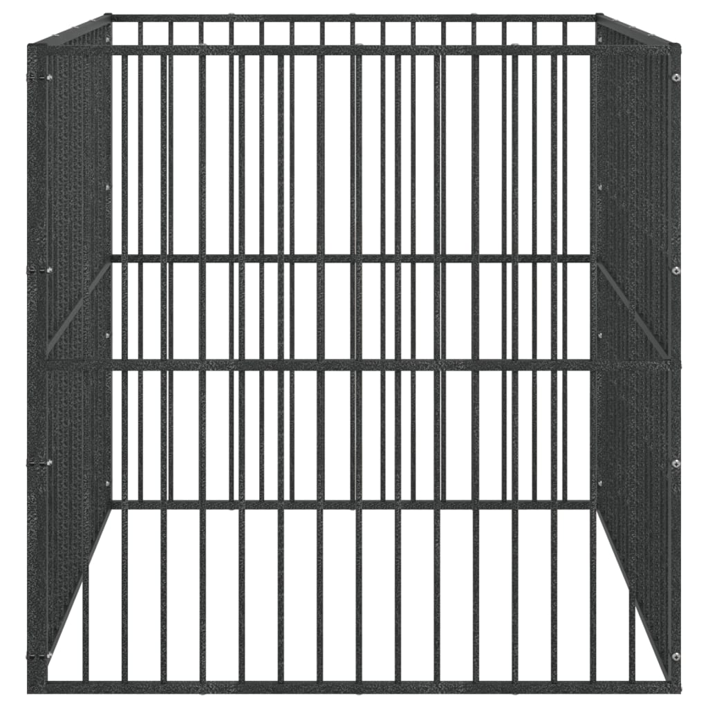 Hondenkennel 4 panelen gepoedercoat staal zwart