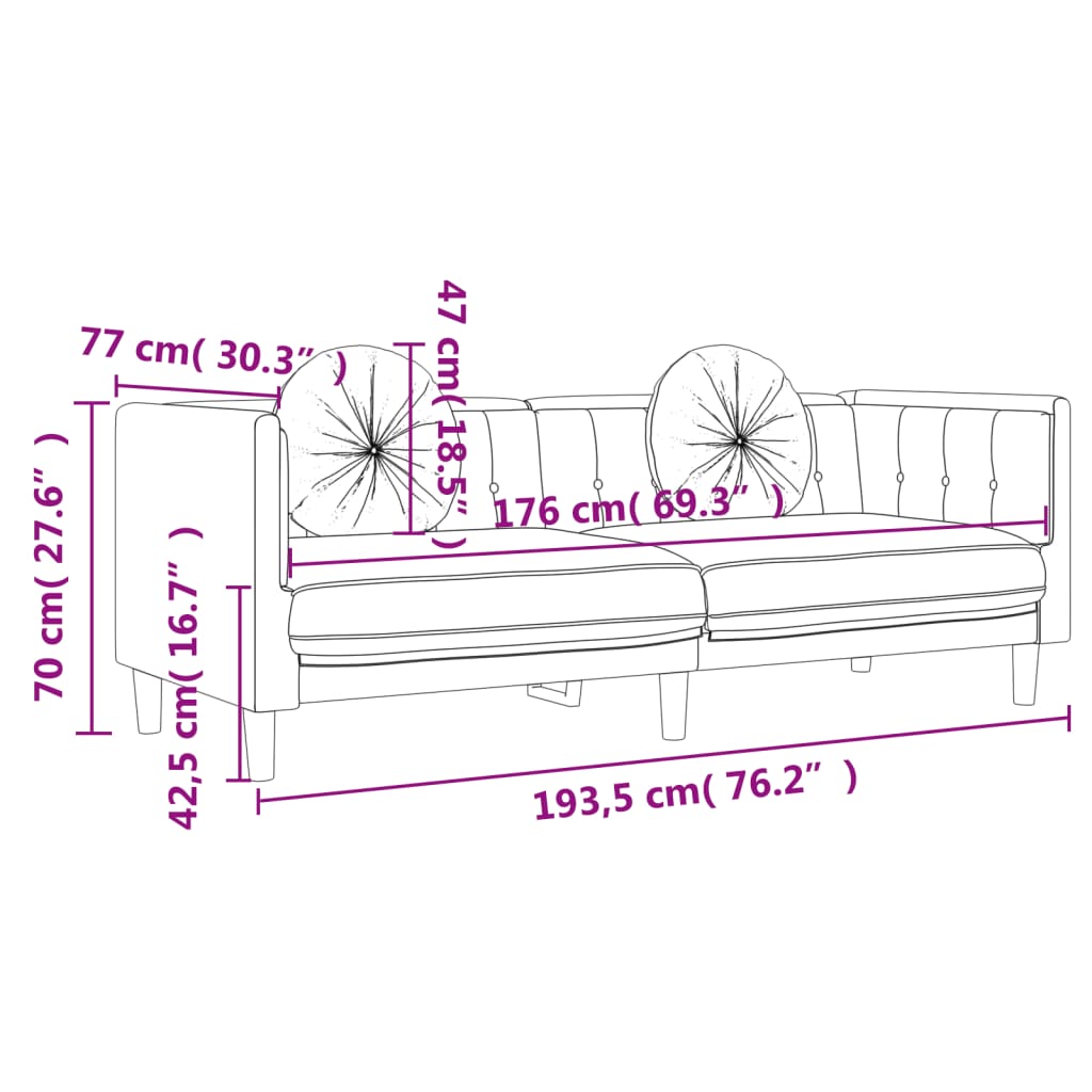 2-delige Loungeset met kussens fluweel