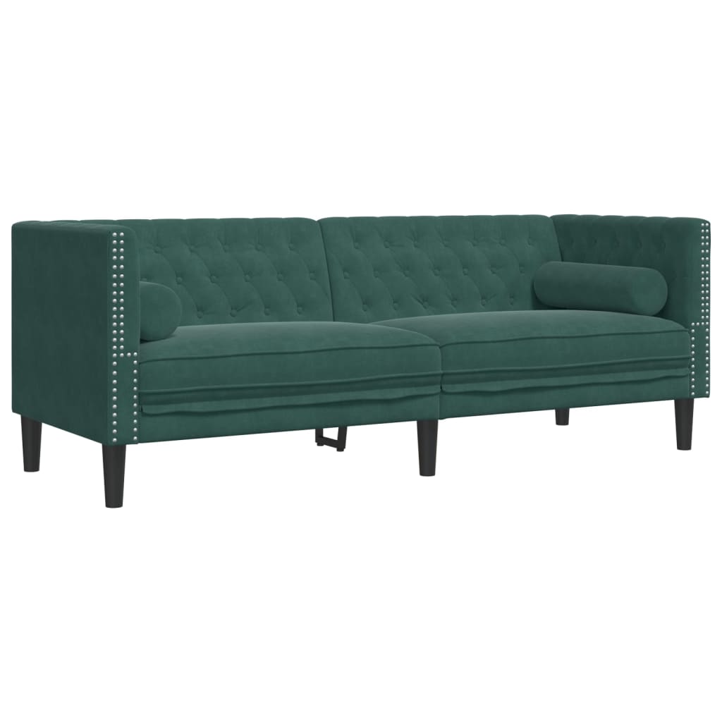 2-delige Loungeset Chesterfield met bolsters fluweel lichtgrijs