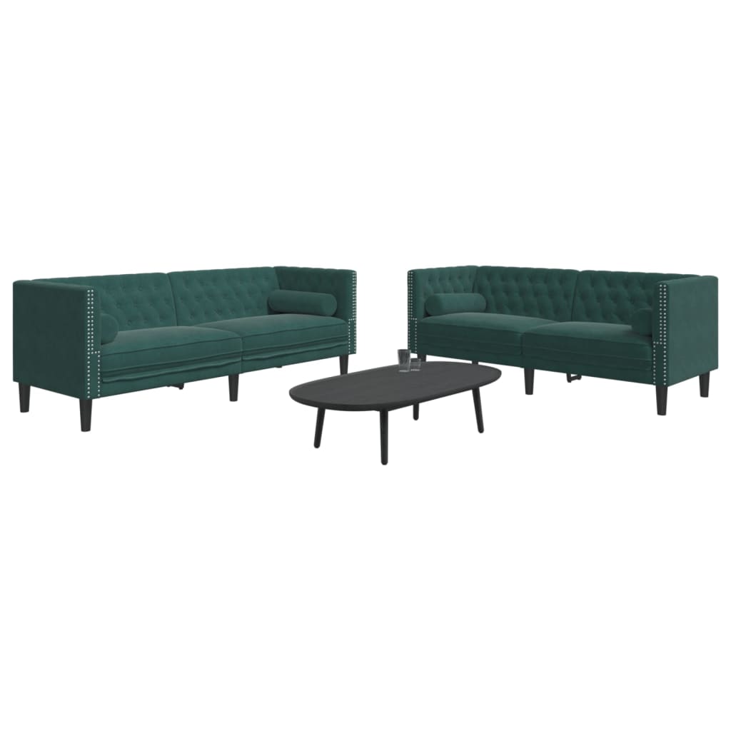 2-delige Loungeset Chesterfield met bolsters fluweel lichtgrijs