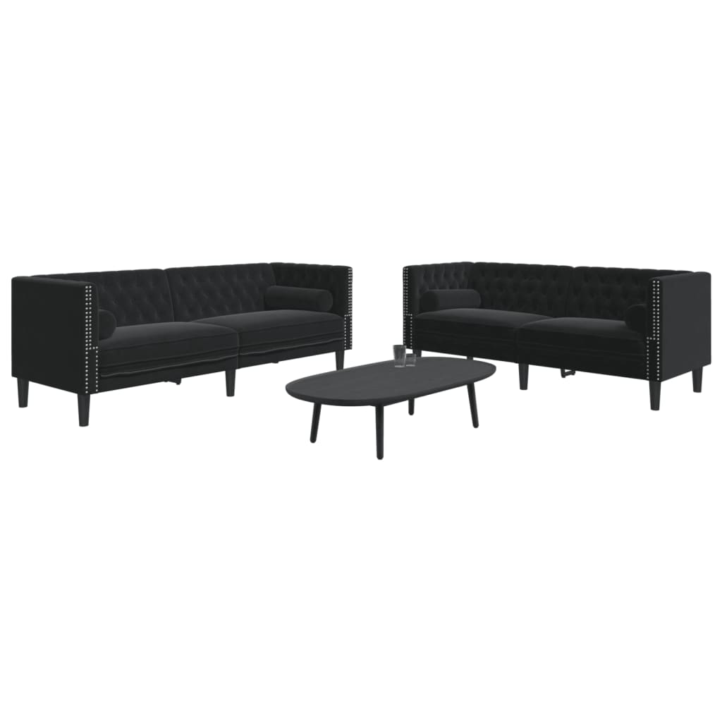 2-delige Loungeset Chesterfield met bolsters fluweel lichtgrijs