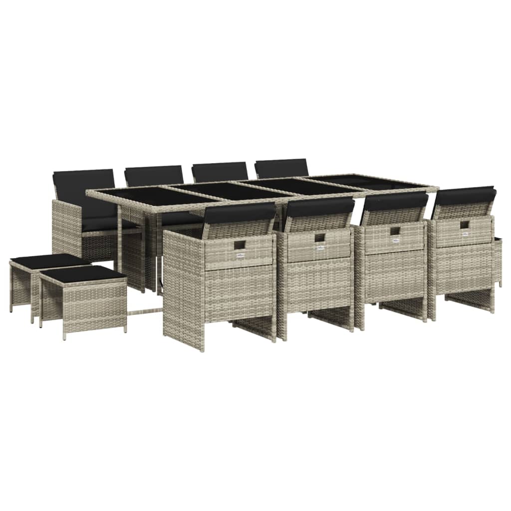 11-delige Tuinset met kussens poly rattan