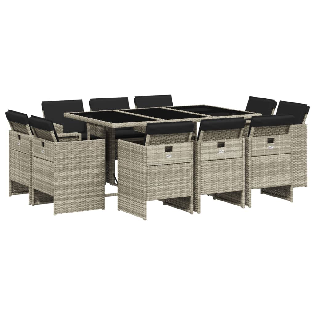 17-delige Tuinset met kussens poly rattan gemengd beige