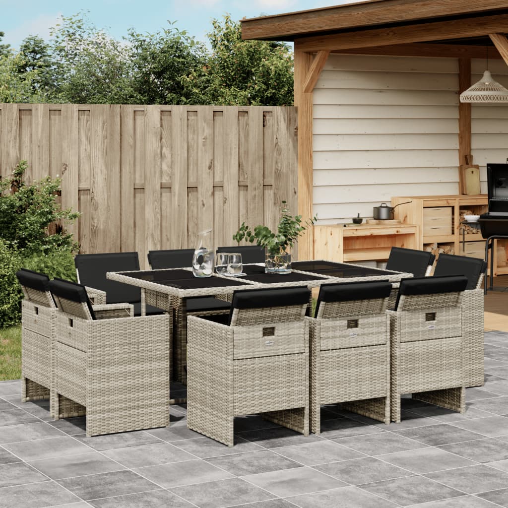 17-delige Tuinset met kussens poly rattan gemengd beige