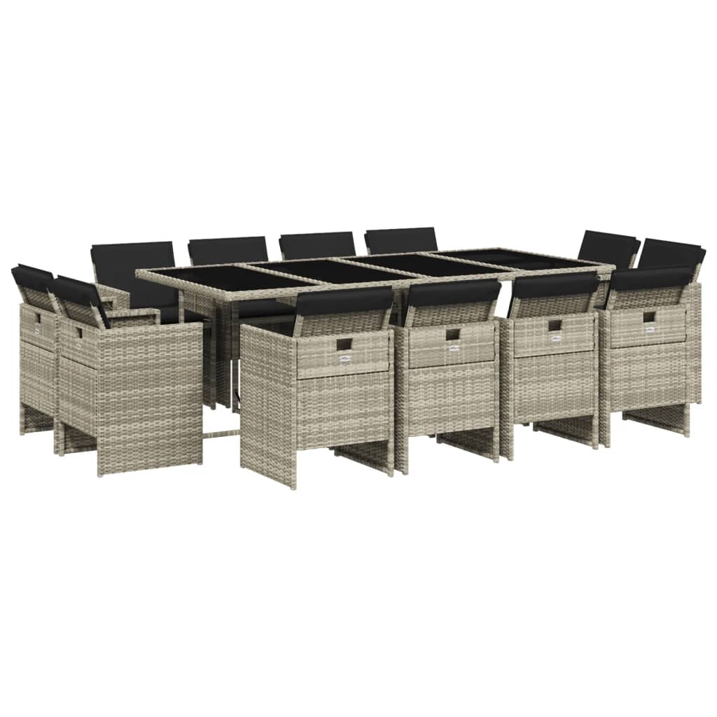 17-delige Tuinset met kussens poly rattan gemengd beige