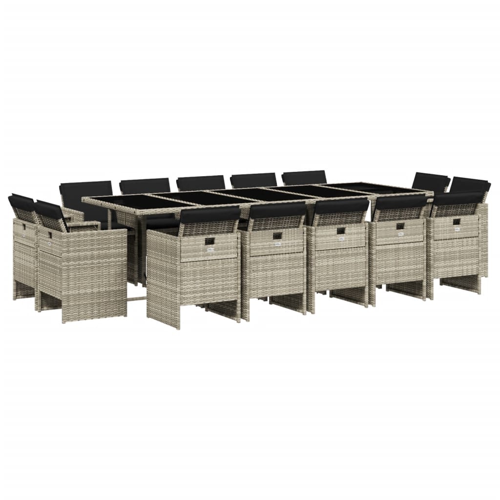 17-delige Tuinset met kussens poly rattan gemengd beige