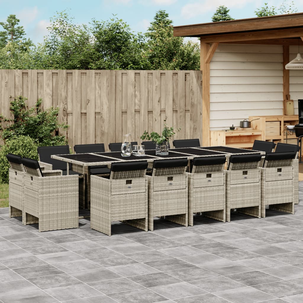 17-delige Tuinset met kussens poly rattan gemengd beige