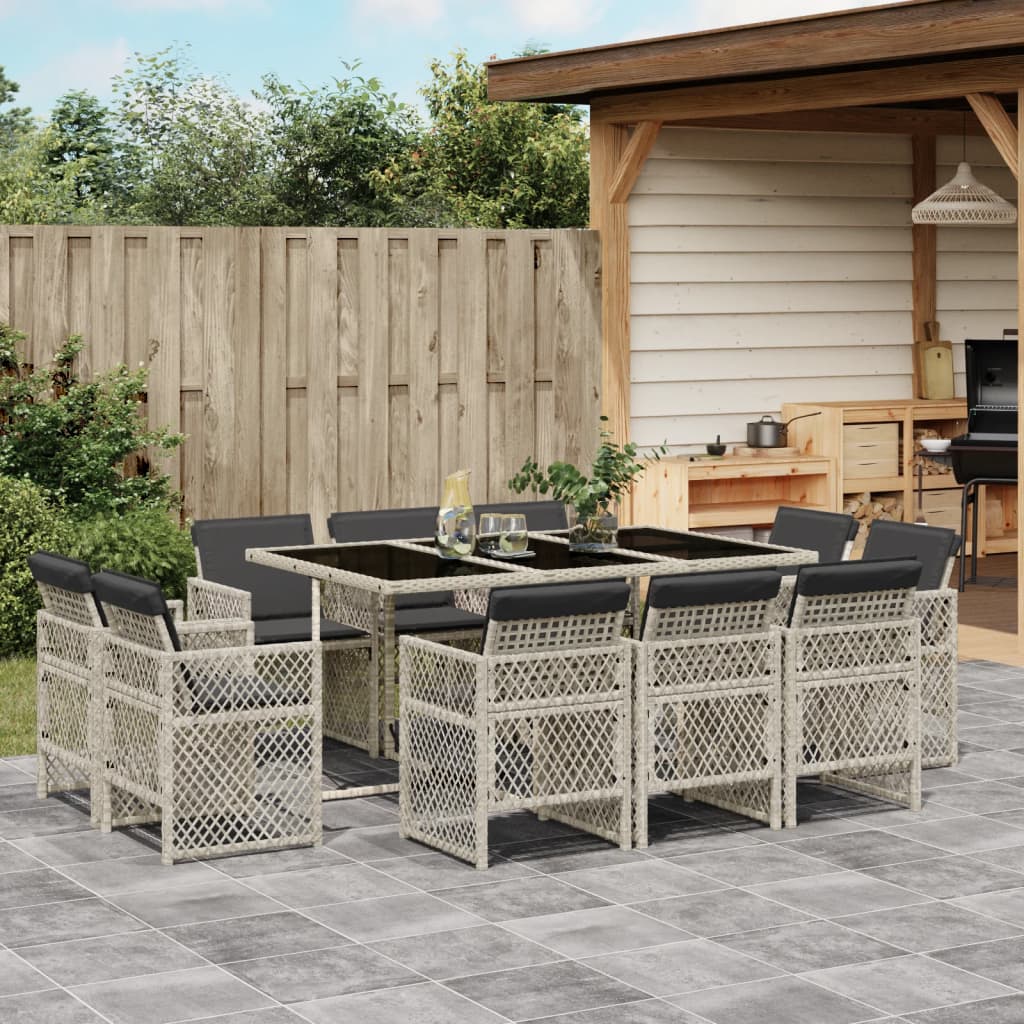 13-delige Tuinset met kussens poly rattan gemengd beige