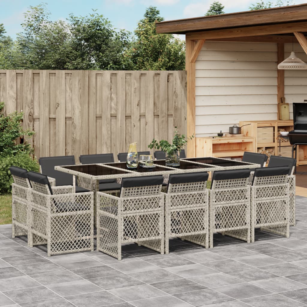 13-delige Tuinset met kussens poly rattan gemengd beige