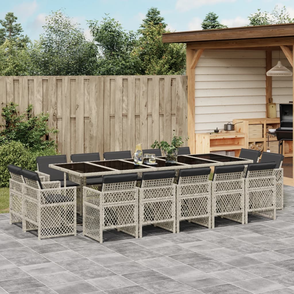 13-delige Tuinset met kussens poly rattan gemengd beige