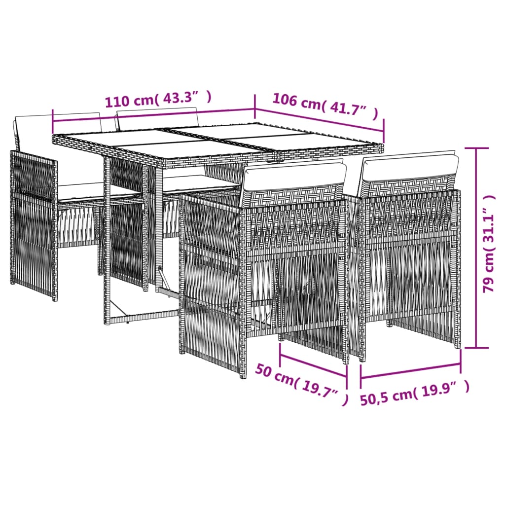 13-delige Tuinset met kussens poly rattan zwart