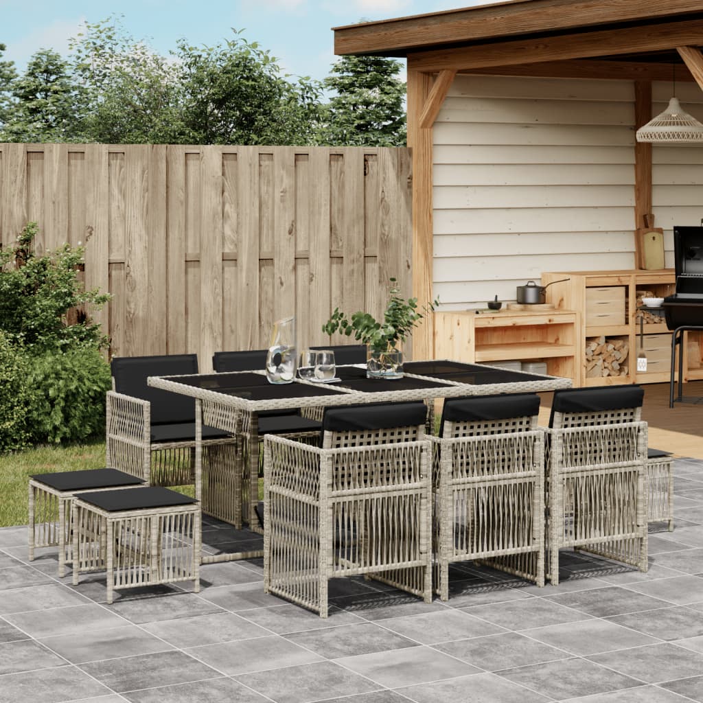 13-delige Tuinset met kussens poly rattan beige