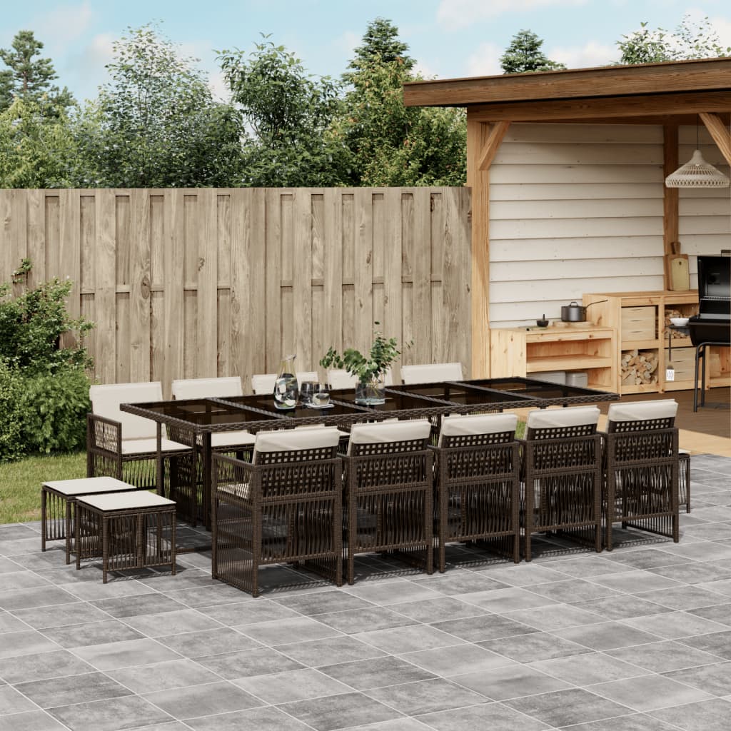 13-delige Tuinset met kussens poly rattan beige