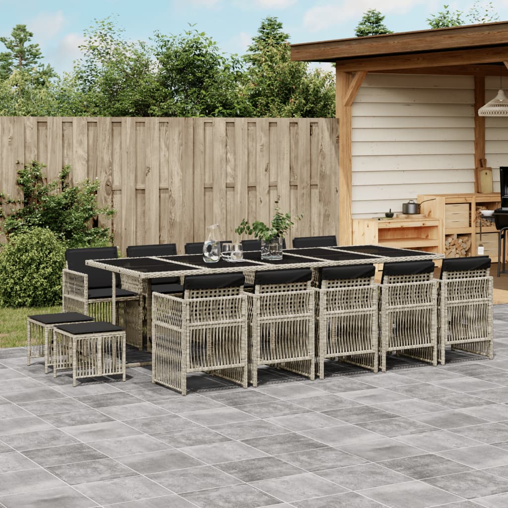 13-delige Tuinset met kussens poly rattan beige