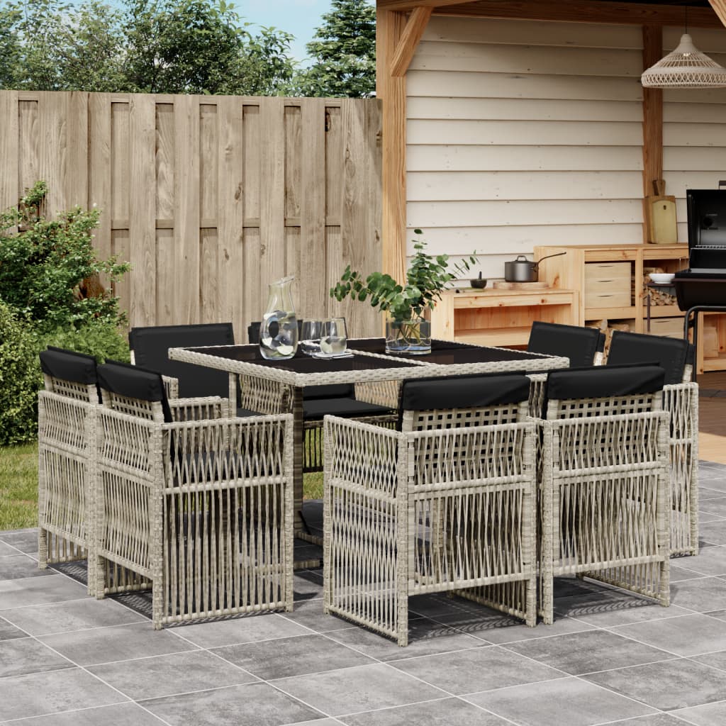 15-delige Tuinset met kussens poly rattan gemengd beige