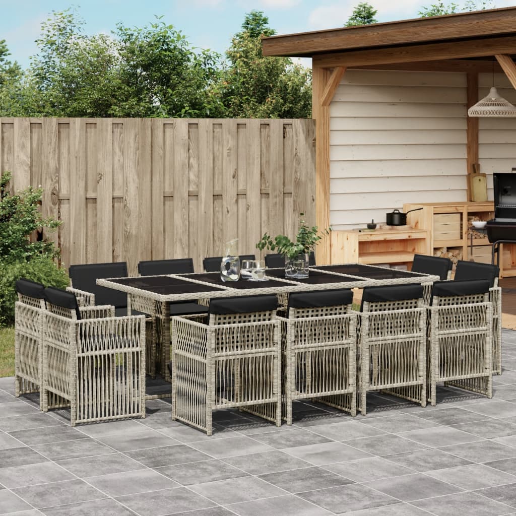 15-delige Tuinset met kussens poly rattan gemengd beige