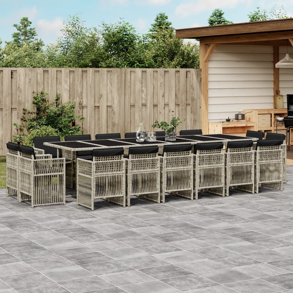 15-delige Tuinset met kussens poly rattan gemengd beige