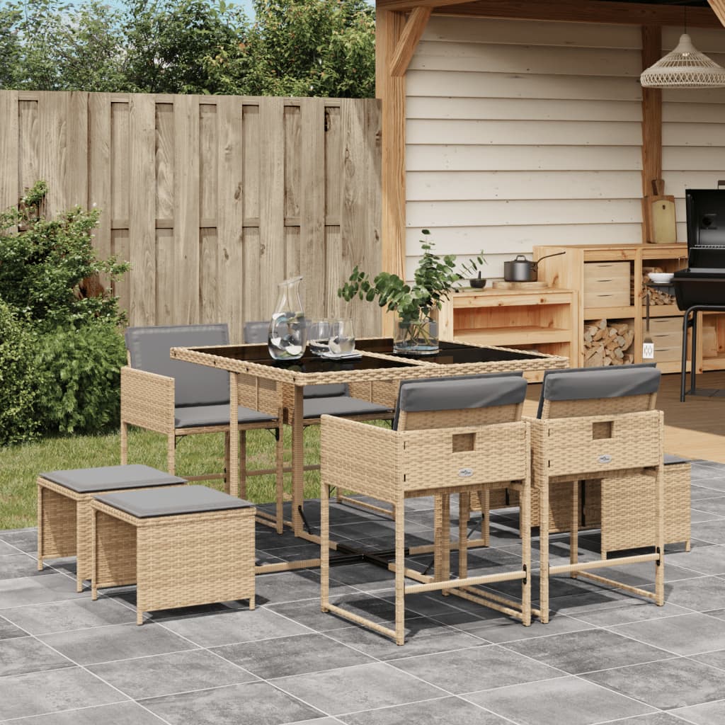 17-delige Tuinset met kussens poly rattan