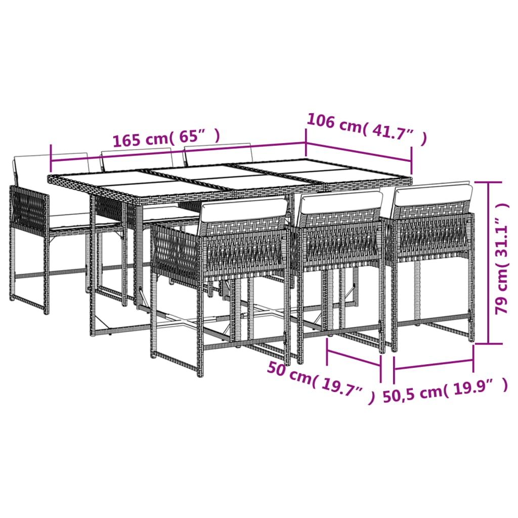 5-delige Tuinset met kussens poly rattan