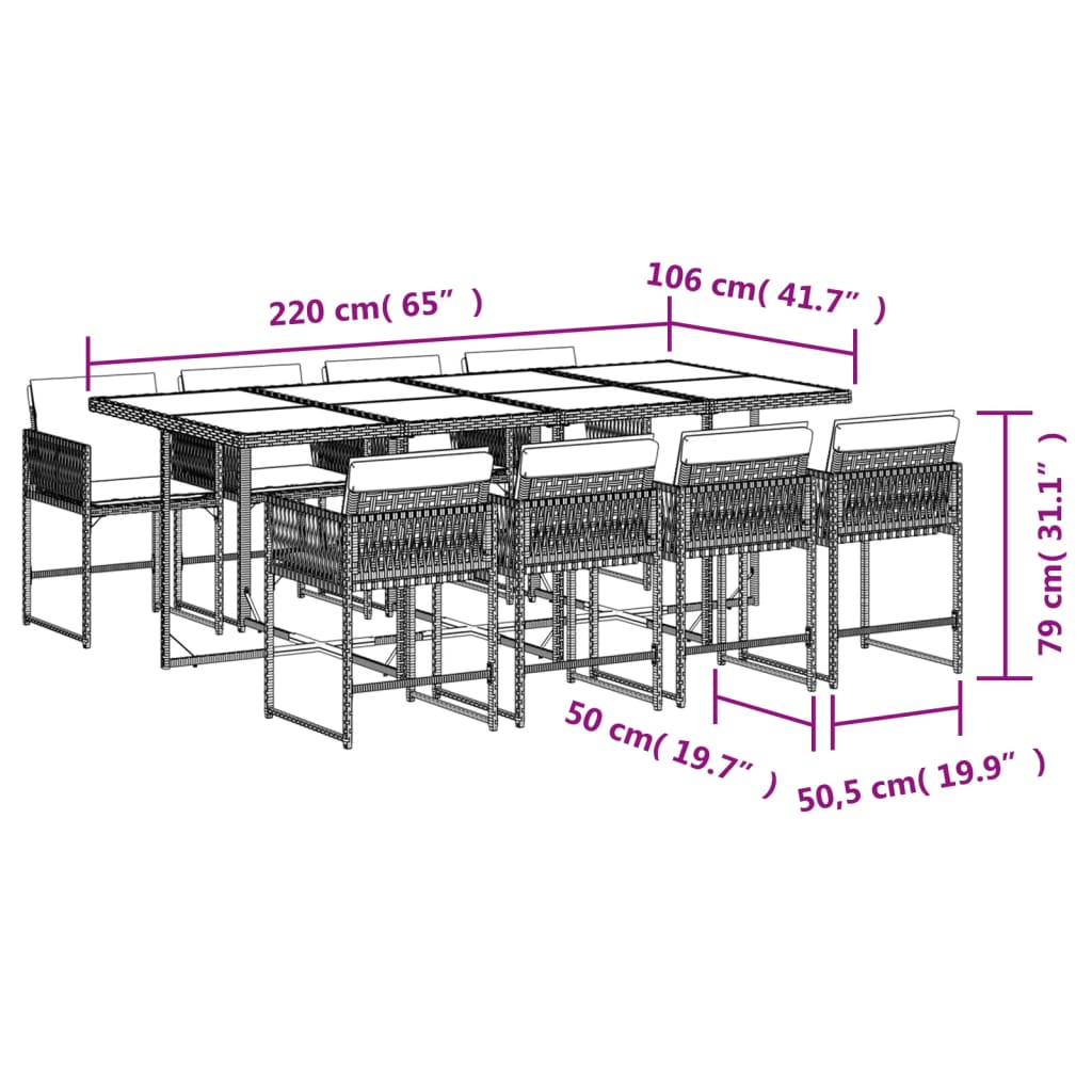 5-delige Tuinset met kussens poly rattan