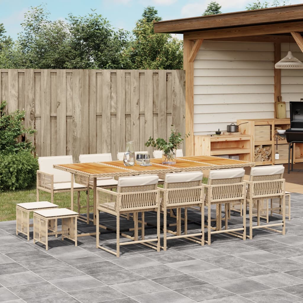 9-delige Tuinset met kussens poly rattan