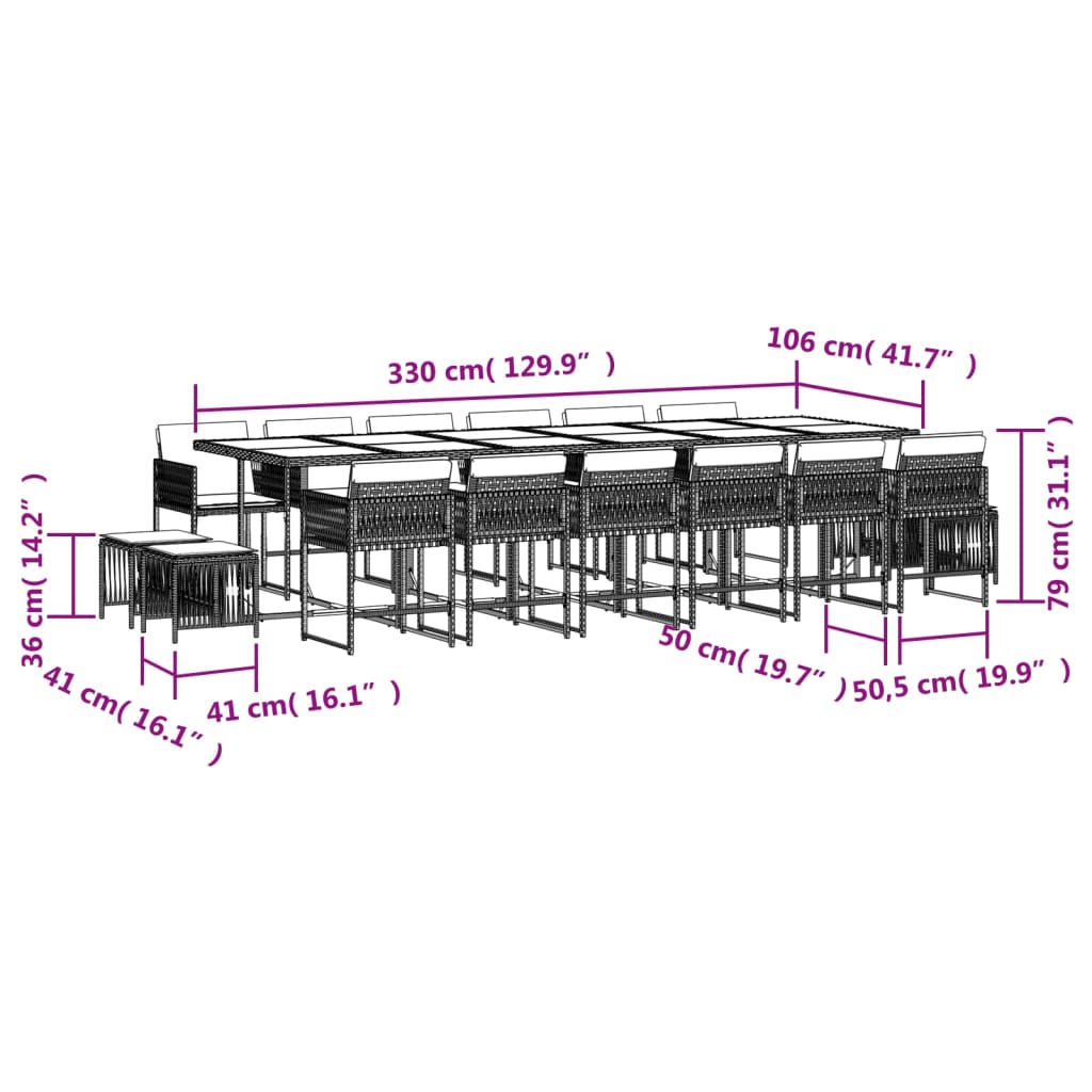 9-delige Tuinset met kussens poly rattan