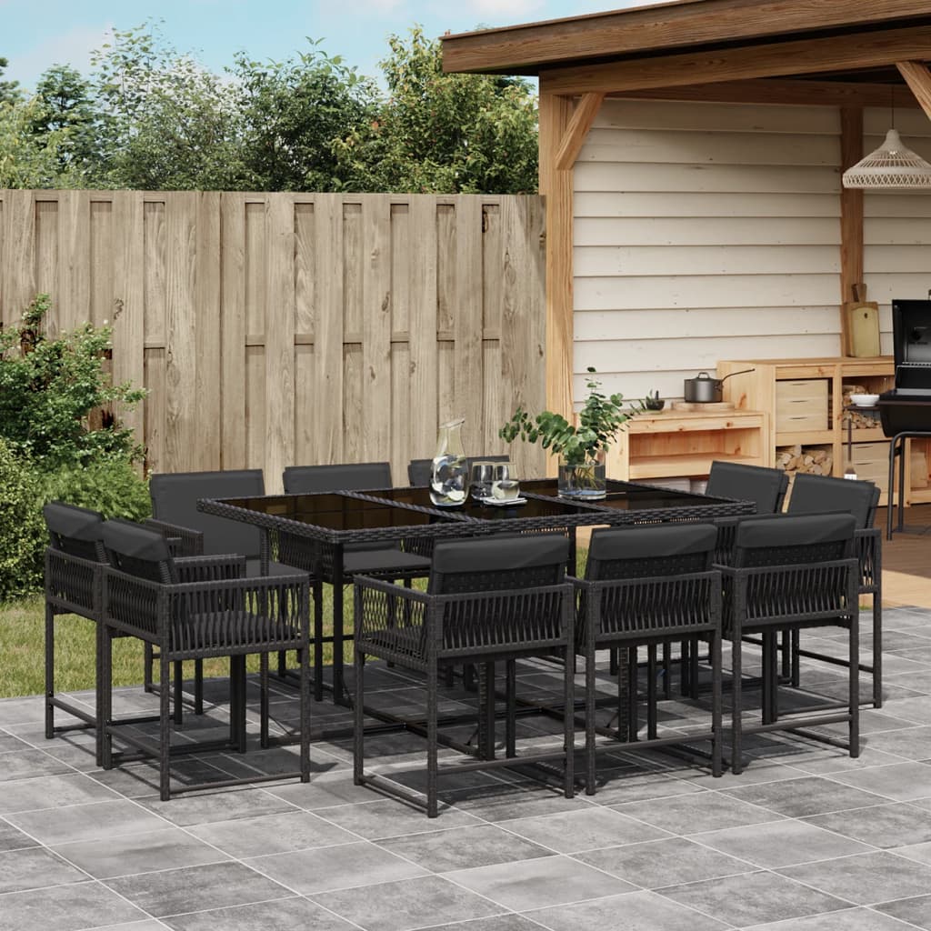 13-delige Tuinset met kussens poly rattan gemengd beige