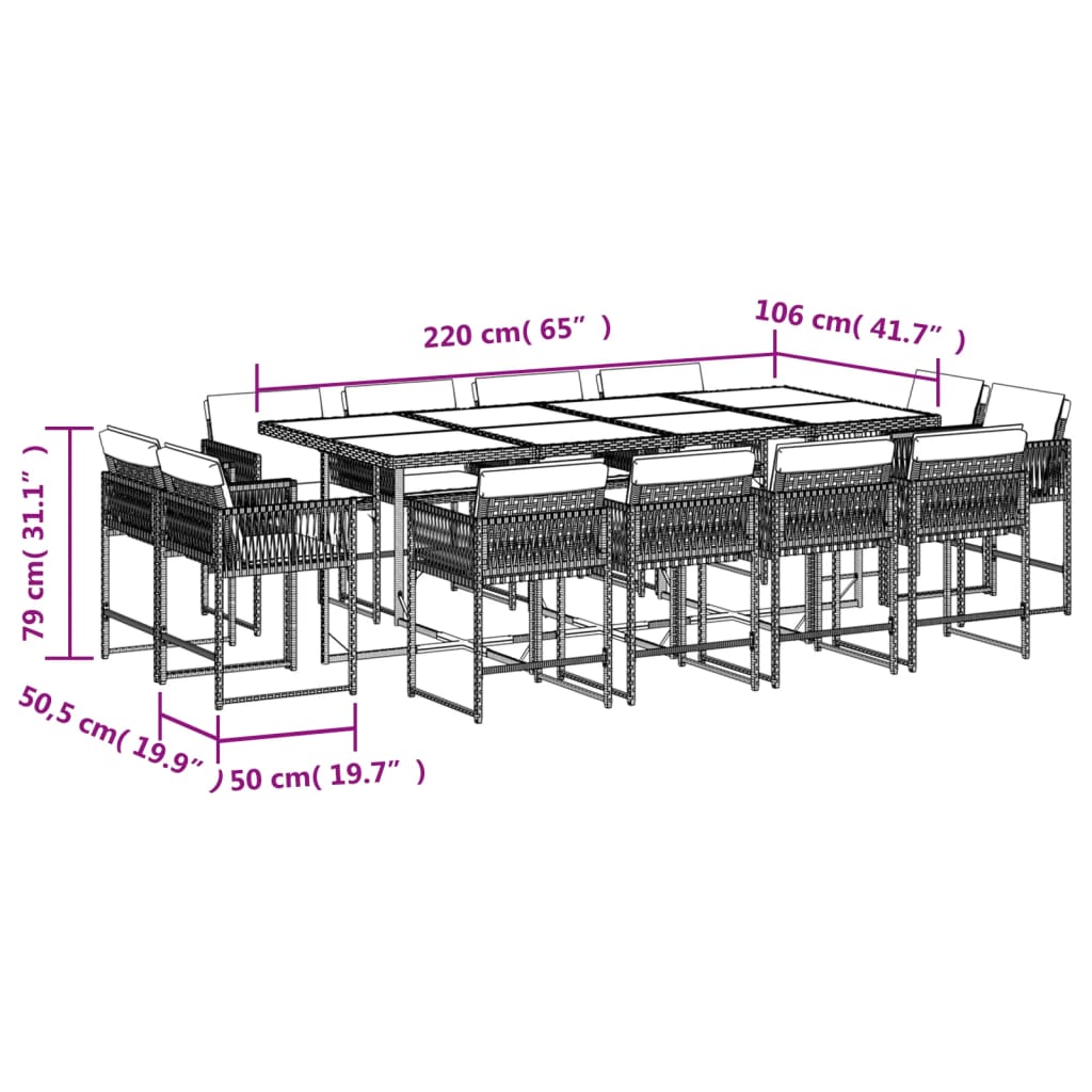 9-delige Tuinset met kussens poly rattan