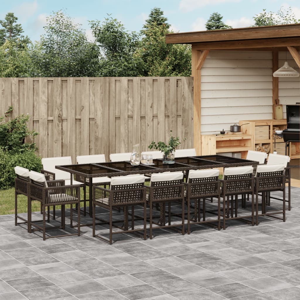 13-delige Tuinset met kussens poly rattan gemengd beige