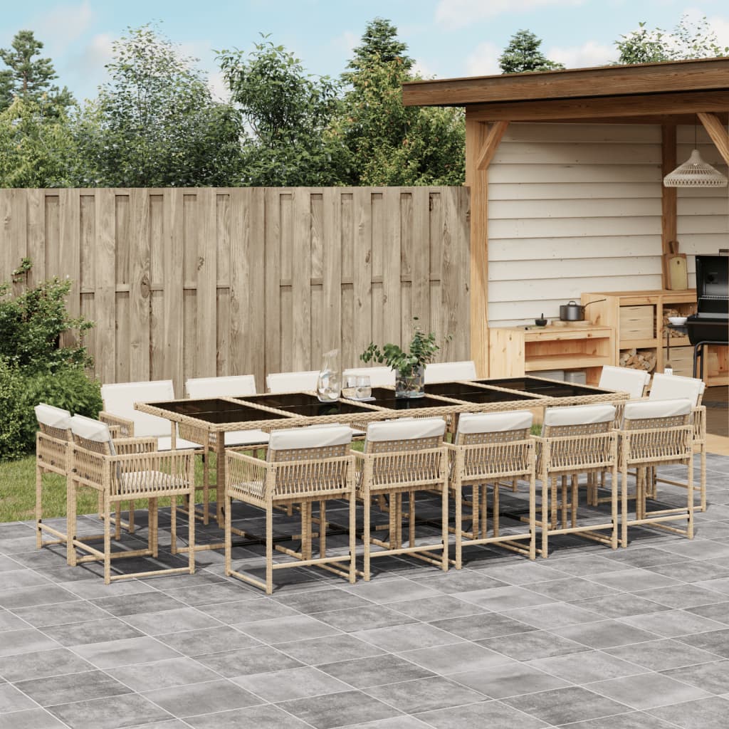 9-delige Tuinset met kussens poly rattan