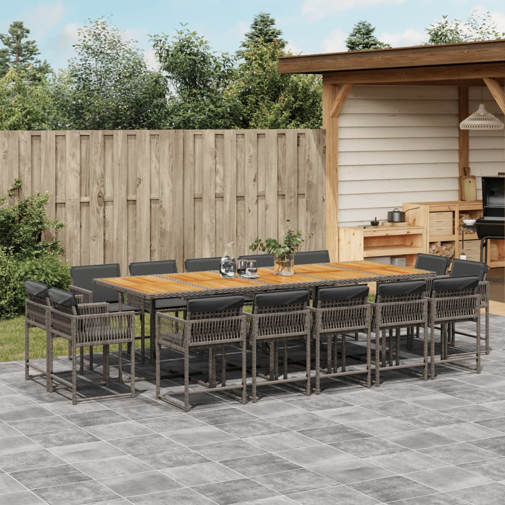 13-delige Tuinset met kussens poly rattan gemengd beige