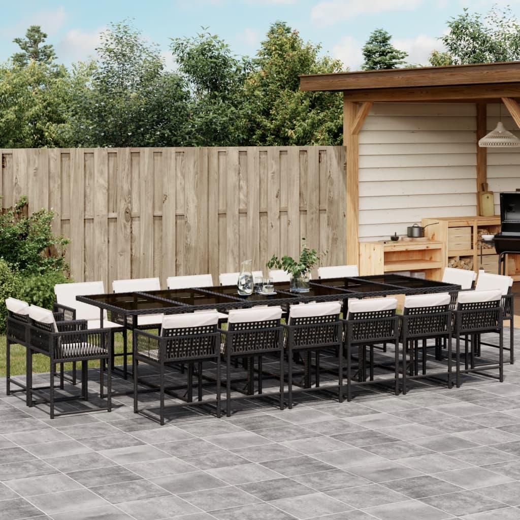 13-delige Tuinset met kussens poly rattan gemengd beige