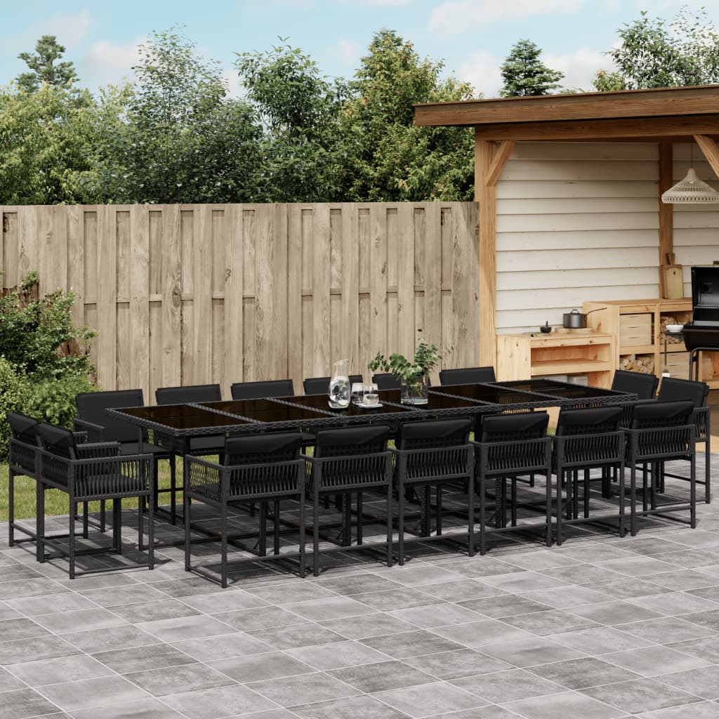 13-delige Tuinset met kussens poly rattan gemengd beige