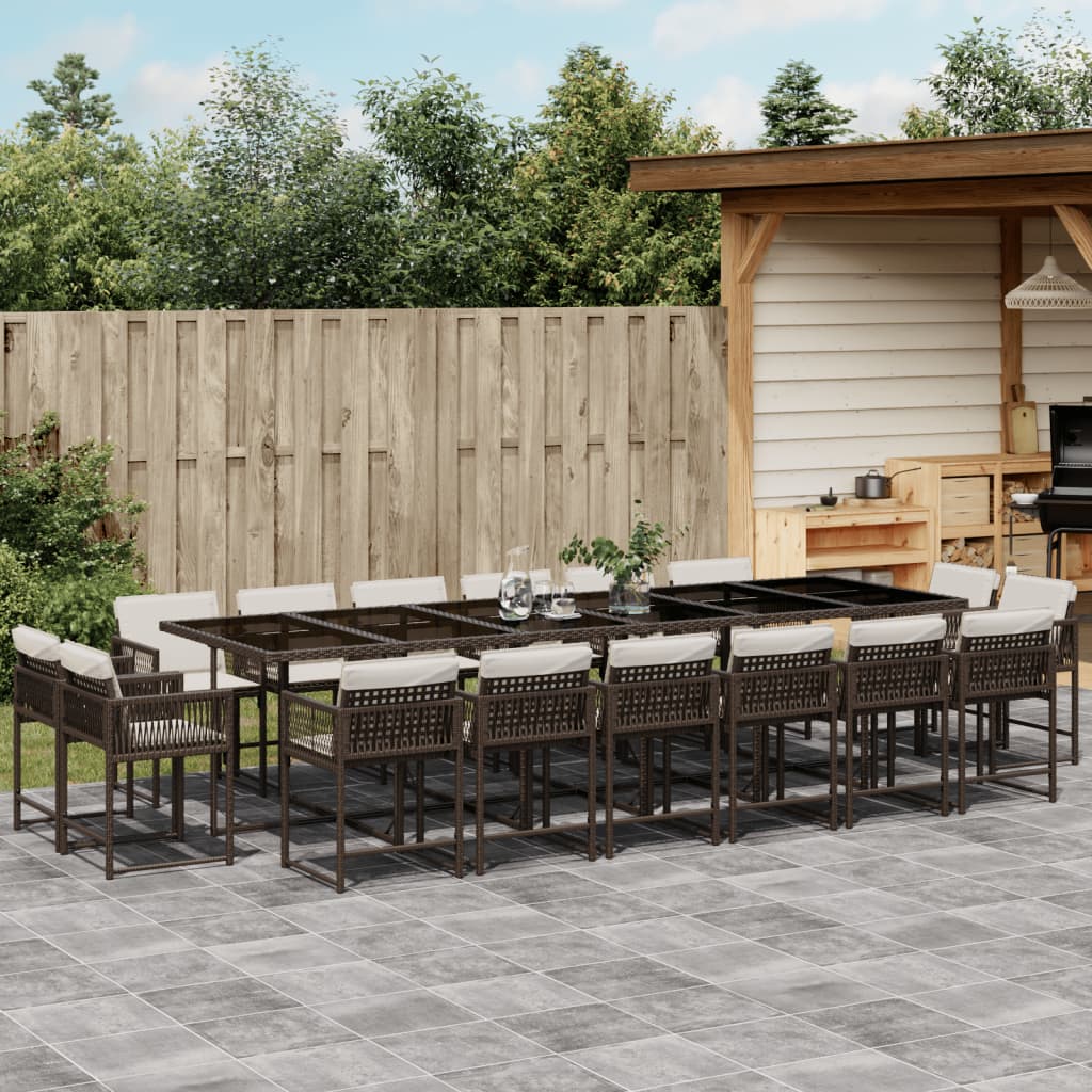 13-delige Tuinset met kussens poly rattan gemengd beige