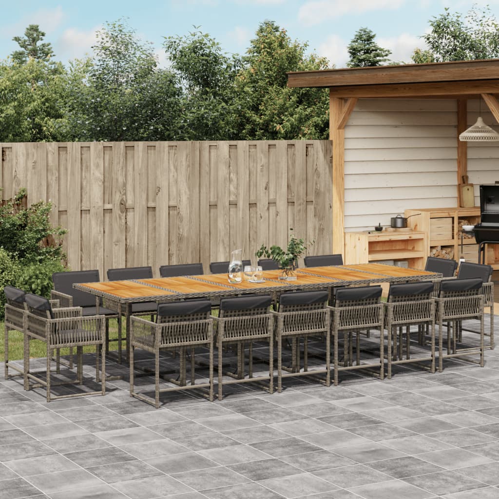 13-delige Tuinset met kussens poly rattan gemengd beige