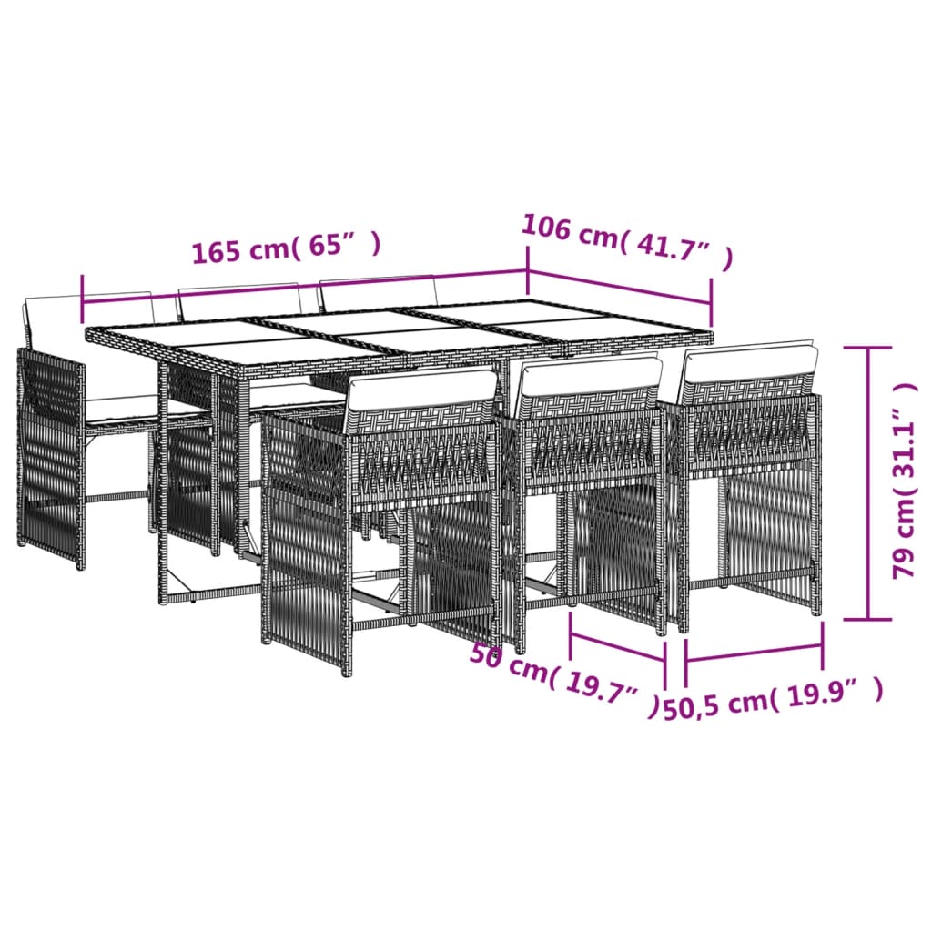 5-delige Tuinset met kussens poly rattan