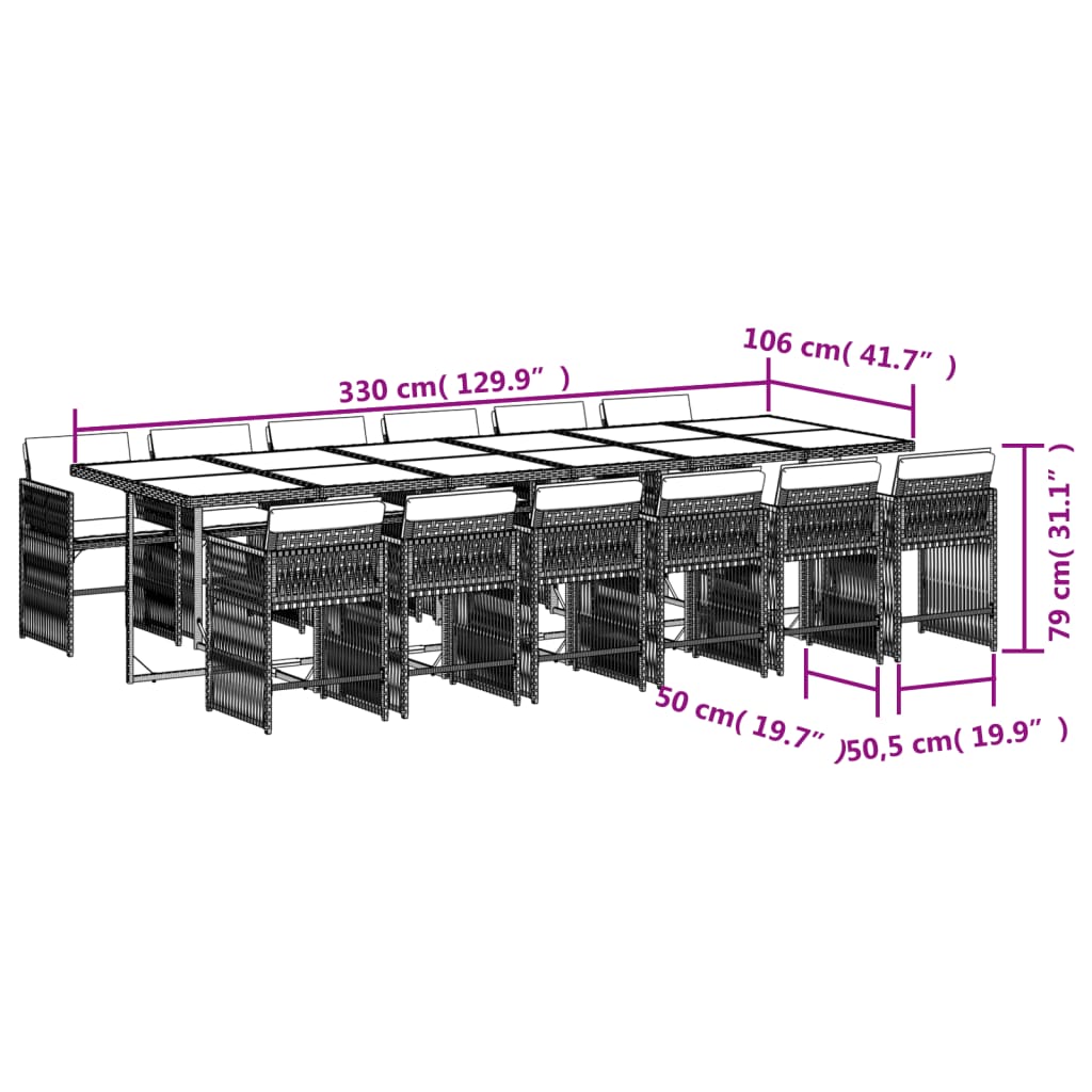 5-delige Tuinset met kussens poly rattan